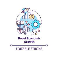 stimuler l'icône de concept de croissance économique. avantages de l'automatisation illustration de la ligne mince de l'idée abstraite. dessin de contour isolé. trait modifiable. roboto-medium, myriade de polices pro-gras utilisées vecteur