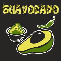 Chili à l&#39;avocat guacamole vecteur
