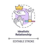 icône de concept de relation idéaliste. négliger les erreurs et la toxicité. idéalisation du partenaire illustration de la ligne mince de l'idée abstraite. dessin de couleur de contour isolé de vecteur. trait modifiable vecteur
