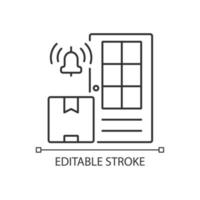 icône linéaire de service d'expédition porte à porte. livraison des marchandises à l'emplacement du client. illustration personnalisable en ligne mince. symbole de contour. dessin de contour isolé de vecteur. trait modifiable vecteur