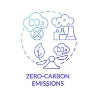 icône de concept de gradient bleu à zéro émission de carbone. illustration de la ligne mince de l'idée abstraite de l'avantage de l'énergie nucléaire. électricité décarbonée. éliminer les combustibles fossiles. dessin de couleur de contour isolé de vecteur