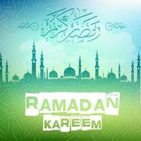 fond de ramadan kareem avec calligraphie arabe et mosquée vecteur