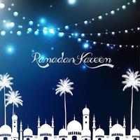 ramadan kareem avec mosquée et palmier.vecteur vecteur