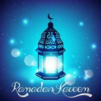 fond de ramadan kareem bleu clair avec lampe iantern vecteur