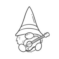 lignes de dessin animé gnomes de camping tenant un livre de coloriage de matériel de randonnée pour les enfants vecteur
