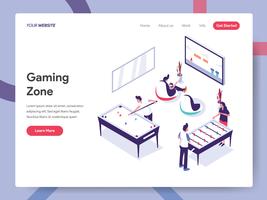 Modèle de page d&#39;atterrissage de Gaming Zone Illustration Concept. Concept de design plat isométrique de la conception de pages Web pour site Web et site Web mobile. Illustration vectorielle EPS 10 vecteur