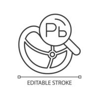 icône linéaire de test de métaux lourds. traces de métaux lourds dans les produits. détection de matières dangereuses. illustration personnalisable en ligne mince. symbole de contour. dessin de contour isolé de vecteur. trait modifiable vecteur