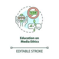 éducation sur l'icône de concept d'éthique des médias. discours de haine contre l'illustration de la ligne mince de l'idée abstraite. promouvoir les normes éthiques. société pacifique. dessin de couleur de contour isolé de vecteur. trait modifiable vecteur