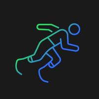 icône de vecteur de gradient d'athlétisme pour le thème sombre. compétition sportive individuelle de course à pied. sportif en situation de handicap. symbole de couleur de ligne mince. pictogramme de style moderne. dessin de contour isolé de vecteur