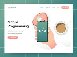 Concept d&#39;illustration de programmation mobile. Concept de design moderne de conception de page Web pour site Web et site Web mobile. Illustration vectorielle EPS 10 vecteur