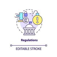 icône de concept de réglementation. point faible de la crypto-monnaie idée abstraite illustration de la ligne mince. législation étatique. dessin de contour isolé. trait modifiable. arial, myriade de polices pro-gras utilisées vecteur