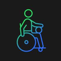 icône de vecteur de gradient de rugby en fauteuil roulant pour thème sombre. sport de compétition pour athlète assis. sportifs handicapés. symbole de couleur de ligne mince. pictogramme de style moderne. dessin de contour isolé de vecteur