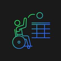 icône vectorielle dégradée de volley-ball en fauteuil roulant pour thème sombre. compétition d'athlètes assis. événement sportif professionnel. symbole de couleur de ligne mince. pictogramme de style moderne. dessin de contour isolé de vecteur
