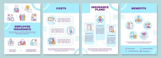modèle de brochure d'assurance des employés. soins de santé. conception d'impression de livret avec des icônes linéaires. mises en page vectorielles pour la présentation, les rapports annuels, les publicités. arial-black, une myriade de polices pro-régulières utilisées vecteur