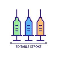 vaccins covid types icône de couleur rvb. combinaisons de rappel. soutenir le système immunitaire. différents composants du vaccin. illustration vectorielle isolée. dessin au trait rempli simple. trait modifiable vecteur