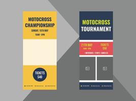 motocross retrousser le modèle de conception de bannière. conception de dépliants d'affiches de sports de course de moto. couverture, roll up banner, poster, prêt à imprimer vecteur