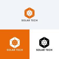 modèle de conception de logo de technologie solaire vecteur