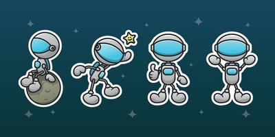 personnages de dessins animés mignons astronaute vecteur
