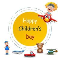 bonne journée internationale des enfants avec des jouets vecteur