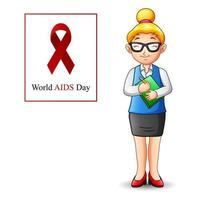 concept de la journée mondiale du sida avec une femme debout vecteur