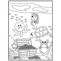 animaux de l'océan coloriages pour enfants pro vecteur