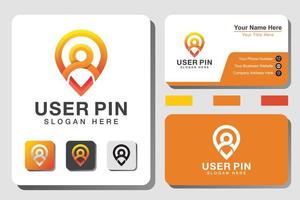 carte d'utilisateur couleur moderne ou symbole d'icône de broche, marketing de logo d'entreprise de localisation avec conception de carte de visite vecteur