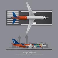 Cargo, avion, isolé, vecteur, illustration vecteur