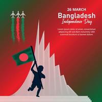 illustration vectorielle de la fête de l'indépendance du bangladesh avec monument national sur fond rouge et vert vecteur