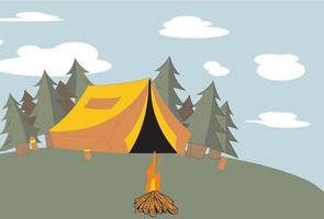 illustration du camping à la montagne vecteur