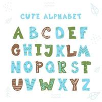 doodle style dessiné à la main contour des lettres colorées de l'alphabet anglais, police décorative drôle mignonne, lettrage. vecteur