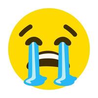 l'emoji d'expression jaune est triste et pleure. vecteur