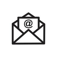 icône de courrier électronique de contour isolé sur fond gris. pictogramme d'enveloppe ouverte. symbole de courrier en ligne pour la conception de site Web, l'application mobile, l'interface utilisateur. illustration vectorielle. eps10 vecteur