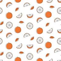 contour orange de modèle sans couture avec des taches. entiers, morceaux et feuilles. vecteur