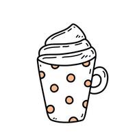 jolie tasse de moka isolé sur fond blanc. illustration vectorielle dessinée à la main dans un style doodle. parfait pour les cartes, menu, logo, décorations. vecteur