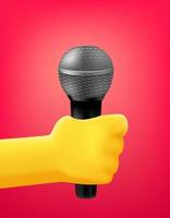 homme tenant un microphone dans une main. illustration vectorielle 3d vecteur