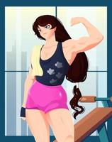 belle illustration vectorielle de fitness muscle girl vecteur