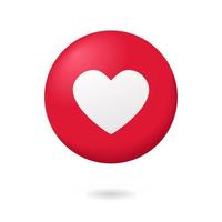 illustration vectorielle de l'icône du cœur 3d en forme de cercle. adapté aux médias sociaux comme le bouton, l'élément d'application d'amour et de rencontres et l'ornement de la Saint-Valentin. vecteur