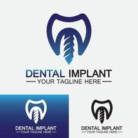 concept de dessins vectoriels logo implant dentaire vecteur