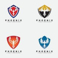 définir le modèle de conception d'illustration vectorielle logo phoenix vecteur
