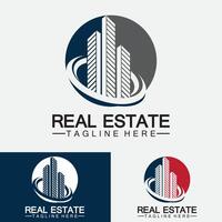 modèle de logo d'entreprise immobilière, bâtiment, développement immobilier et vecteur de logo de construction