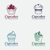 définir le modèle vectoriel de conception de logo cupcake. icône de boulangerie cupcakes.