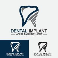 concept de dessins vectoriels logo implant dentaire vecteur