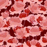 fleurs de contour floristique botanique pivoines bourgeons ouverts. motif floral minimaliste isolé vecteur dessiné à la main à la mode. texture transparente pour le web, le textile et la papeterie.
