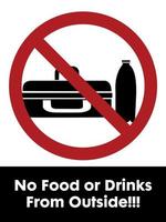 pas de nourriture ou de boissons du signe extérieur vecteur