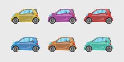 mini voiture colorée dans un style design plat. collection de jeu de vecteur