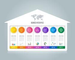 concept d&#39;entreprise de conception infographique avec 7 options. vecteur