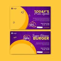 arrière-plan de conception de bannière verticale burger ou restauration rapide avec modèle vectoriel