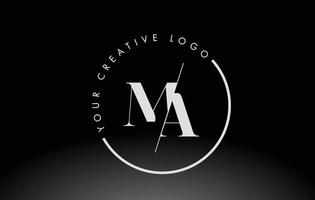 création de logo de lettre ma serif blanc avec coupe croisée créative. vecteur