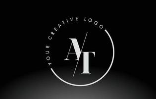 blanc au logo de la lettre serif avec coupe croisée créative. vecteur
