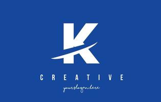 création de logo moderne lettre k avec fond blanc et swoosh. vecteur